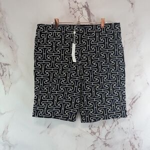 Trina Turk Shorts Womens 10 Blue White Business Bermuda 11 Inch Inseam Mid Rise